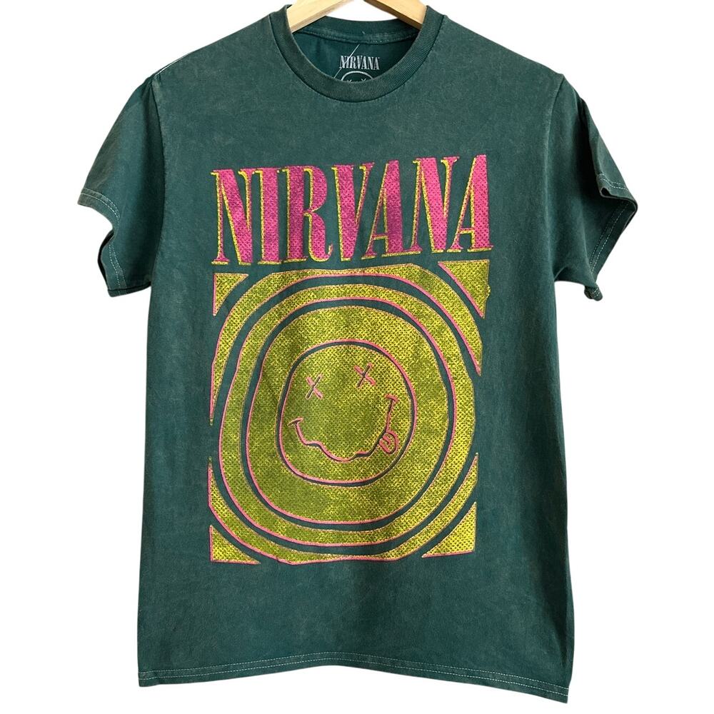 Nirvana‎ Graphic Tee – Neon Trippy Smiley – Size Small Men's – NWOT